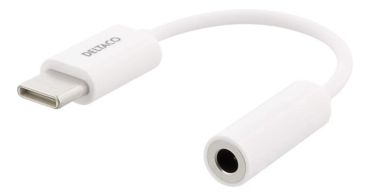 DELTACO USB-C to 3.5 mm female, 10 cm, retail package, passive, white i gruppen SMARTTELEFON & NETTBRETT / Ladere og Kabler / Adaptere hos TP E-commerce Nordic AB (A16689)