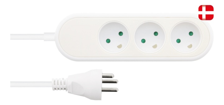 NORDIC QUALITY Dansk strømuttak med 3 jordede stikkontakter, PVC-kabel (3x1,5 mm²) i gruppen HJEM, HUS OG HAGE / El og belysning / Grenuttak hos TP E-commerce Nordic AB (A16724)