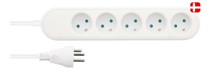Nordic Quality Danish power outlet with 5 grounded sockets, PVC cable i gruppen HJEM, HUS OG HAGE / El og belysning / Grenuttak hos TP E-commerce Nordic AB (A16730)