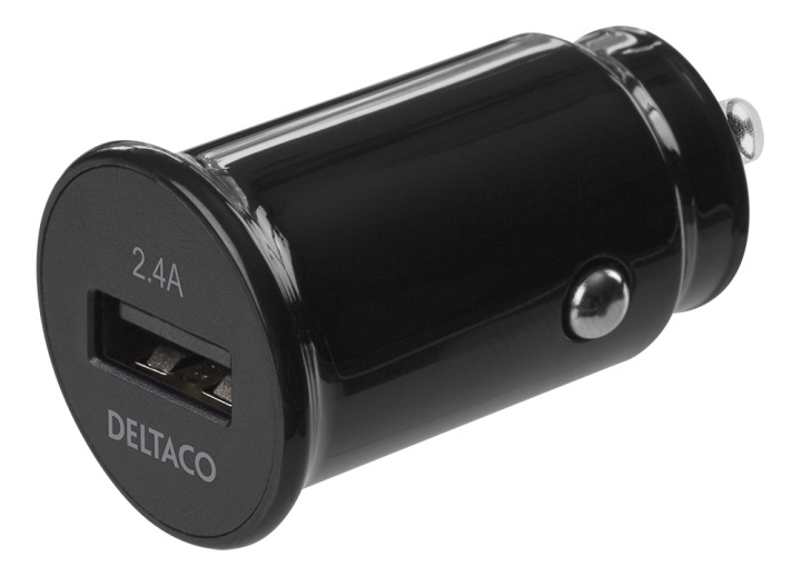 DELTACO 12/24 V USB car charger with compact size and 1x USB-A port, 2 i gruppen SMARTTELEFON & NETTBRETT / Ladere og Kabler / Billader / Billader USB hos TP E-commerce Nordic AB (A16733)