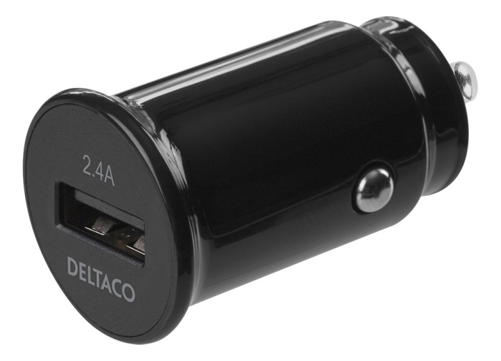 DELTACO 12/24 V kompakt USB-billader med 1x USB-A-port, 2,4 A, 12 W i gruppen SMARTTELEFON & NETTBRETT / Ladere og Kabler / Billader / Billader USB hos TP E-commerce Nordic AB (A16733)