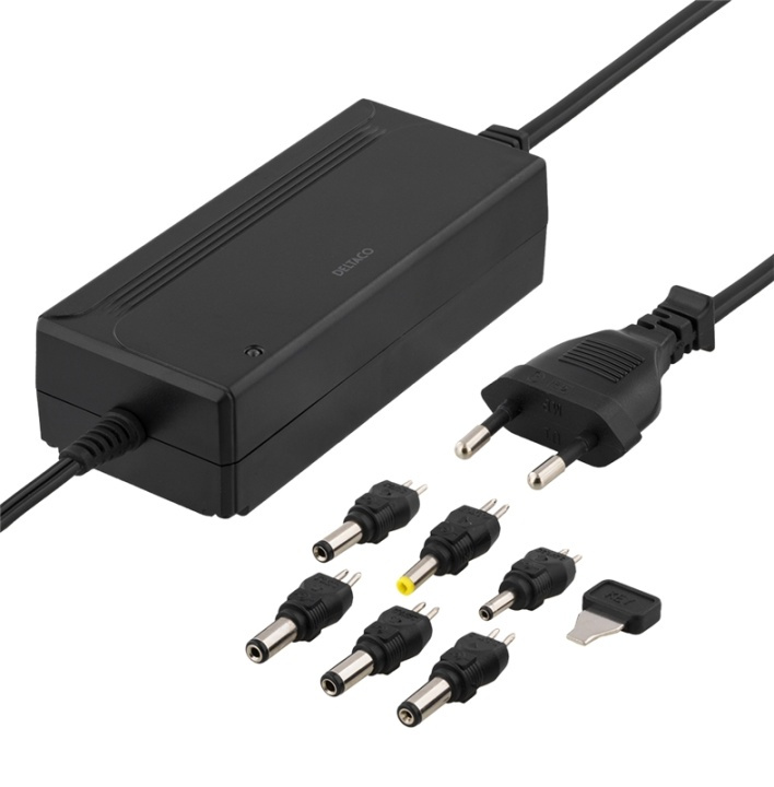 DELTACO power supply 100-240 V, 5-15 V DC 3 A, max 36 W, 6 tips, black i gruppen Datautstyr / Bærbare datamaskiner og tilbehør / Lader / Vegglader / Universal hos TP E-commerce Nordic AB (A16734)