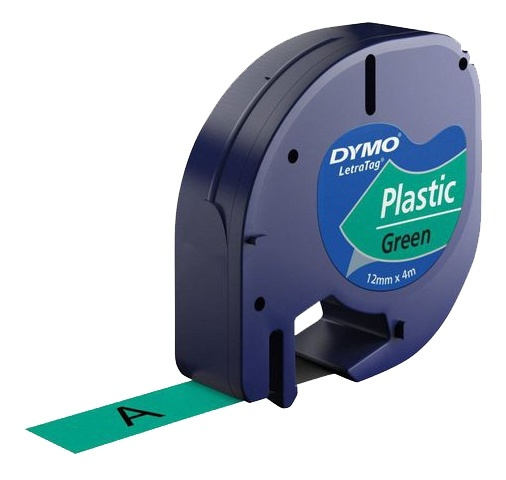 DYMO LetraTAG plasttejp, grön, 12mm, 4m (91224) i gruppen Datautstyr / Skrivere og tilbehør / Skrivere / Merkemaskiner og tilbehør / Tape hos TP E-commerce Nordic AB (A16749)