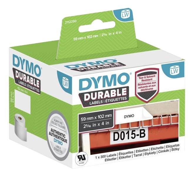 DYMO LabelWriter Durable 59mm x 102mm shipping label (white) 1 roll x i gruppen Datautstyr / Skrivere og tilbehør / Skrivere / Merkemaskiner og tilbehør / Etiketter hos TP E-commerce Nordic AB (A16750)