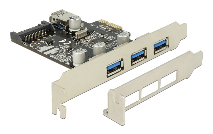 DeLOCK PCI Express-kort > 3 x ekstern + 1 x intern USB 3.0 Type-A hunn i gruppen Datautstyr / PC-Komponenter / USB-kort hos TP E-commerce Nordic AB (A16817)
