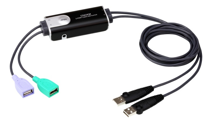 ATEN kM-bryter med 2-porters USB-kabel uten grenser i gruppen Datautstyr / Kabler og adaptere / HDMI/VGA/DVI-switcher hos TP E-commerce Nordic AB (A16835)
