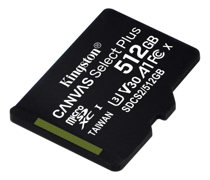 Kingston 512 GB microSDXC Canvas Select Plus 100R A1 C10 uten ADP i gruppen Elektronikk / Lagringsmedia / Minnekort / MicroSD/HC/XC hos TP E-commerce Nordic AB (A16876)
