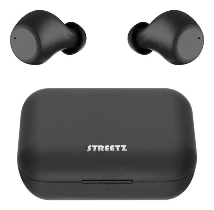 STREETZ Wireless in-ear earbuds with charging case, BT 5, TWS, black i gruppen Elektronikk / Lyd & Bilde / Hodetelefoner & Tilbehør / Hodetelefoner hos TP E-commerce Nordic AB (A16948)