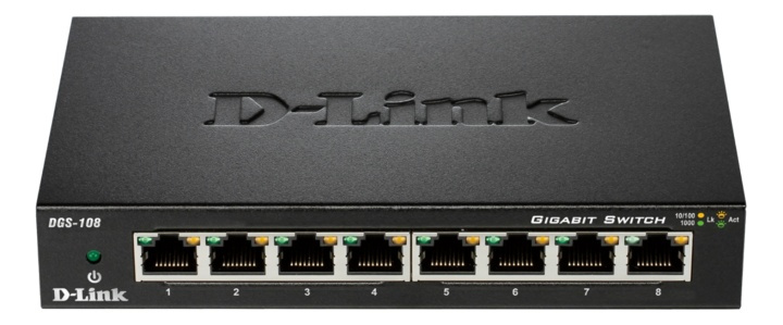 D-Link 8-Port Gigabit Ethernet Metal Housing Unmanaged Light Switch i gruppen Datautstyr / Nettverk / Switcher / 10/100/1000Mbps hos TP E-commerce Nordic AB (A17081)