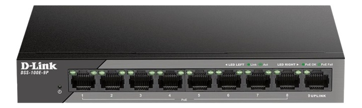 D-Link 9-Port 10/100 Unmanaged long range PoE Surveillance Switch i gruppen Datautstyr / Nettverk / Switcher / 10/100Mbps hos TP E-commerce Nordic AB (A17084)