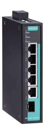 Moxa EDS-G205-1GTXSFP, 5-portars Gigabit switch, redundant ström, sv i gruppen Datautstyr / Nettverk / Switcher hos TP E-commerce Nordic AB (A17090)