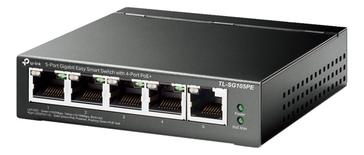 TP-LINK 5-port Gigabit Easy Smart-svitsj med 4-porters PoE+ i gruppen Datautstyr / Nettverk / Switcher hos TP E-commerce Nordic AB (A17092)