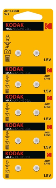 Kodak MAX AG11/LR58 alkaline battery (10 pack perforated) i gruppen Elektronikk / Batterier & Ladere / Batterier / knappcelle hos TP E-commerce Nordic AB (A17145)