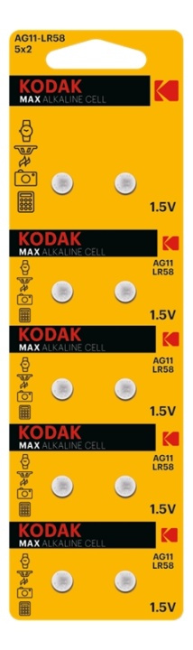 Kodak MAX AG11/LR58 alkalisk batteri (10-pakning perforert) i gruppen Elektronikk / Batterier & Ladere / Batterier / knappcelle hos TP E-commerce Nordic AB (A17145)