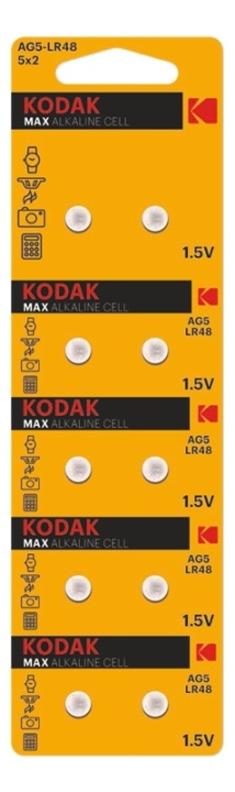 Kodak Kodak MAX AG5/LR48 alkaline battery (10 pack perforated) i gruppen Elektronikk / Batterier & Ladere / Batterier / knappcelle hos TP E-commerce Nordic AB (A17150)