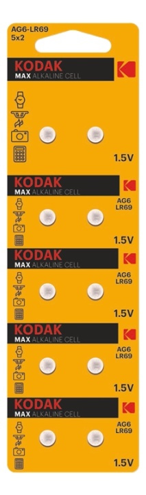 Kodak MAX AG6/LR69 alkaline battery (10 pack perforated) i gruppen Elektronikk / Batterier & Ladere / Batterier / knappcelle hos TP E-commerce Nordic AB (A17151)