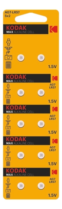 Kodak MAX AG7/LR57 alkaline battery (10 pack perforated) i gruppen Elektronikk / Batterier & Ladere / Batterier / knappcelle hos TP E-commerce Nordic AB (A17152)