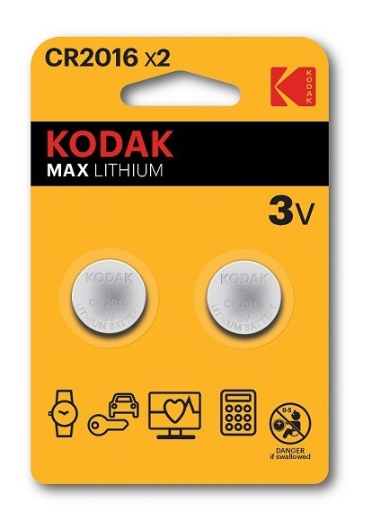 Kodak Kodak Max lithium CR2016 battery (2 pack) i gruppen Elektronikk / Batterier & Ladere / Batterier / knappcelle hos TP E-commerce Nordic AB (A17166)