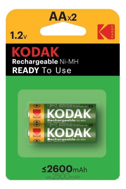 Kodak oppladbart Ni-MH AA-batteri 2600mAh (2-pk) i gruppen Elektronikk / Batterier & Ladere / Batterier / AA hos TP E-commerce Nordic AB (A17168)