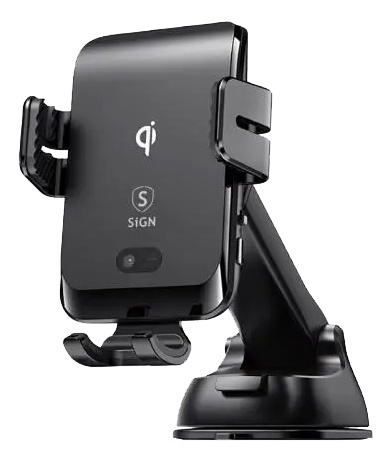 Sign bilholder for smarttelefoner, trådløs lading, svart i gruppen Bil / Bilholder / Bilholdere smarttelefon hos TP E-commerce Nordic AB (A17222)