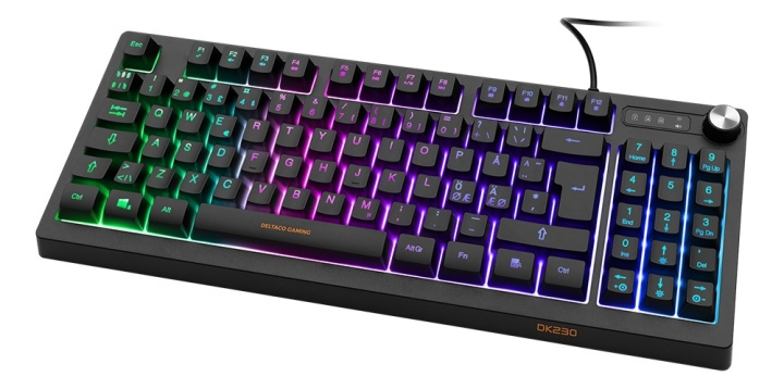 DELTACO GAMING DK230 TKL membrantastatur for gaming, RGB, svart i gruppen Datautstyr / GAMING / Tastatur hos TP E-commerce Nordic AB (A17303)