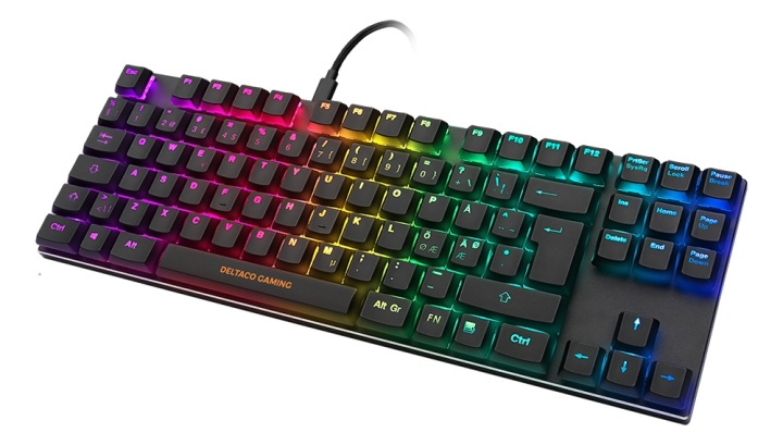 DELTACO GAMING DK420 TKL Mechanical keyboard, Red switches, RGB, black i gruppen Datautstyr / GAMING / Tastatur hos TP E-commerce Nordic AB (A17305)