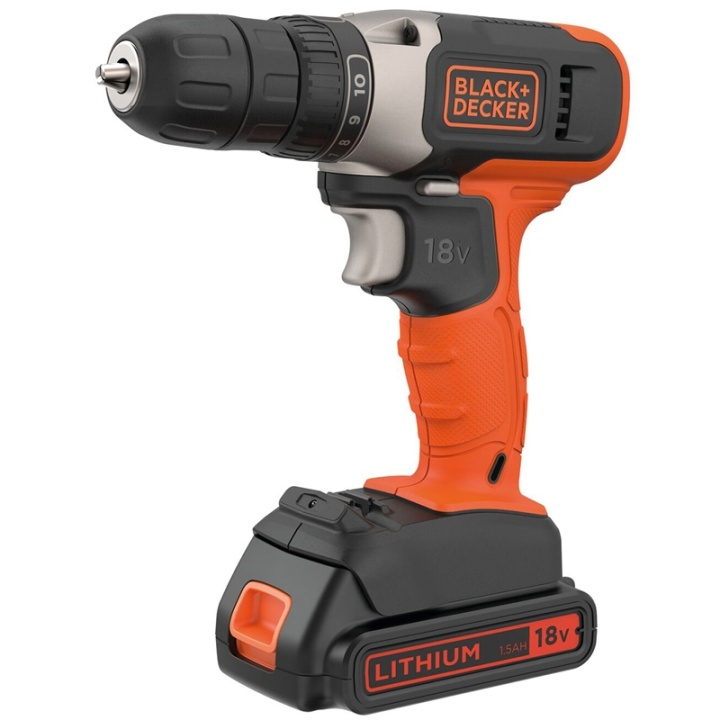 Black+Decker Bore-/skrutrekker med 18V litium-ion 1,5AH i gruppen HJEM, HUS OG HAGE / Verktøy / Skrutrekkere hos TP E-commerce Nordic AB (A17539)