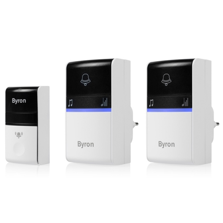 Byron Trådløs dørklokke Kinetic Uten batteri x2 mottakere i gruppen HJEM, HUS OG HAGE / Alarm, Sikkerhet og overvåking / Dørklokker hos TP E-commerce Nordic AB (A17621)