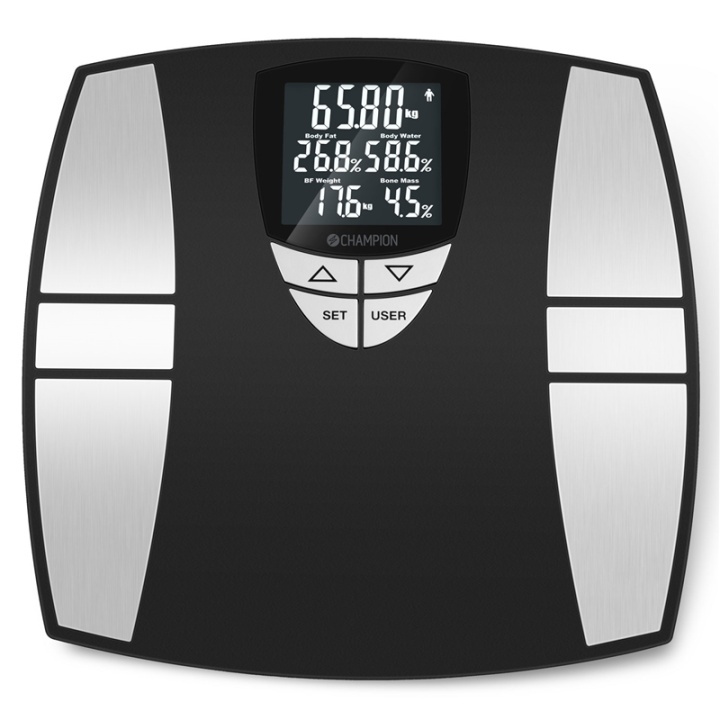 Champion Personvekt Body Fat PV310 Svart/sølv i gruppen HELSE OG SKJØNNHET / Helsepleie / Personvekter hos TP E-commerce Nordic AB (A17692)