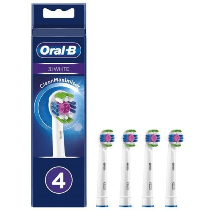 Oral B Børstehode 3D Hvit 4 stk i gruppen HELSE OG SKJØNNHET / Munnpleie / Elektriske tannbørster tilbehør hos TP E-commerce Nordic AB (A17941)