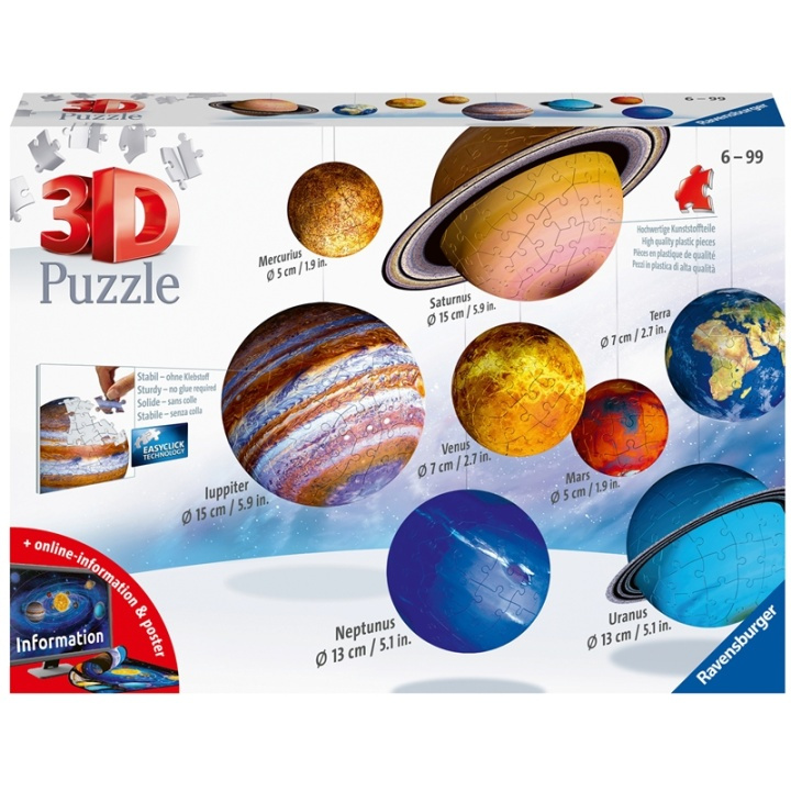 Ravensburger 3D Puzzle Solar System 27/54/7 i gruppen LEKER, BARN OG BABY / Leker / Puslespill hos TP E-commerce Nordic AB (A17990)