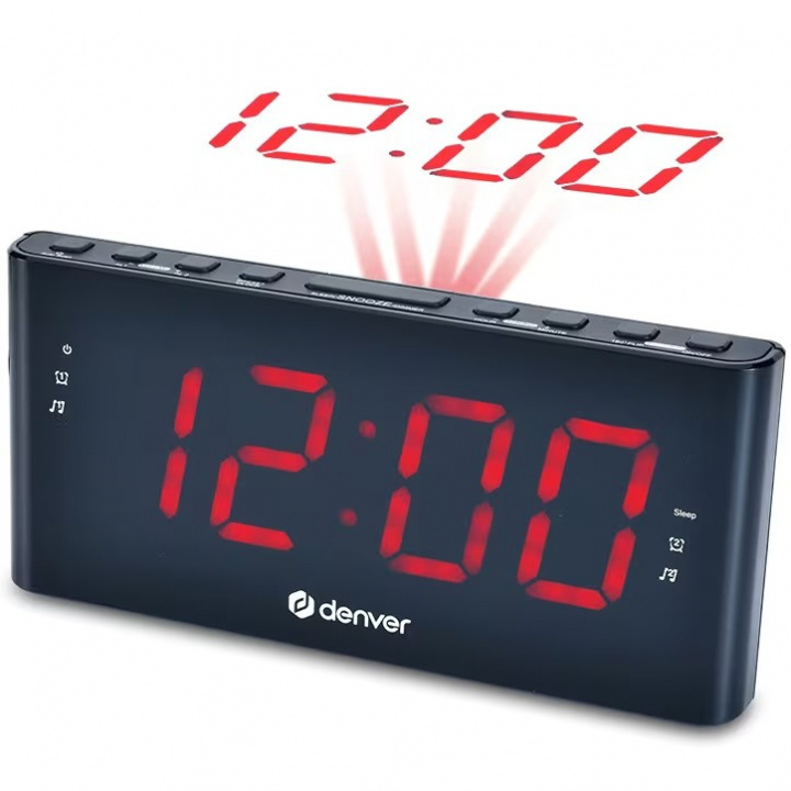 Denver Klokkeradio med projeksjon og to alarmer i gruppen Elektronikk / Lyd & Bilde / Hjemmekino, HiFi og bærbar / Radio & Vekkerklokker / Klokke Radio hos TP E-commerce Nordic AB (A18595)