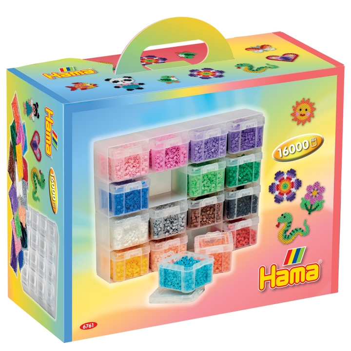 Hama Midi oppbevaringsboks sett 16 stk inkl. 16.000 perler i gruppen SPORT, FRITID & HOBBY / Hobby / Perler / Perleplater & Perler hos TP E-commerce Nordic AB (A18762)