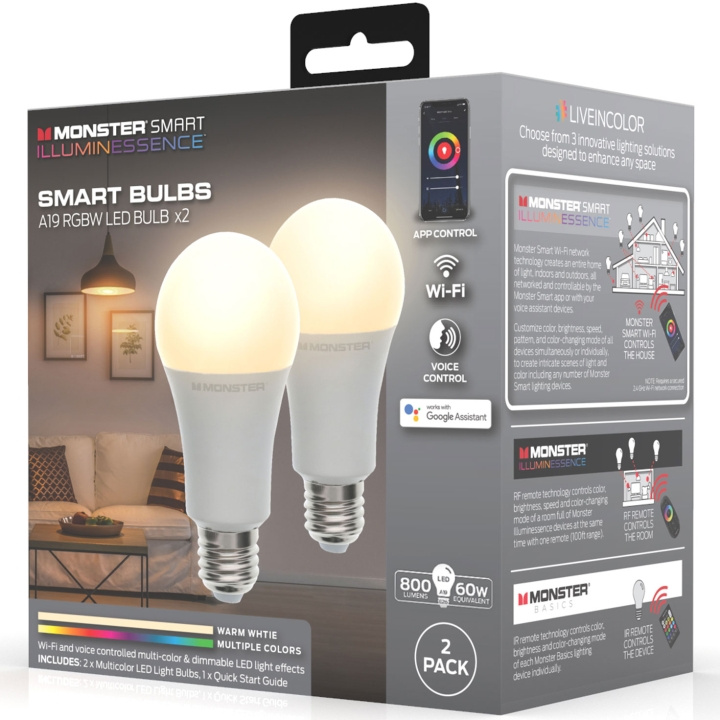 Monster Illuminessence LED-pærer E27 RGBW 2-pakning i gruppen Elektronikk / Lys / LED-lys hos TP E-commerce Nordic AB (A19105)
