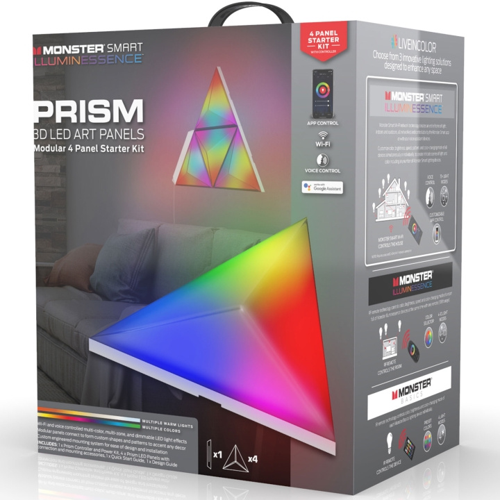 Monster Illuminessence Prism 3D LED-paneler Startsett i gruppen Elektronikk / Lys / Vegglamper hos TP E-commerce Nordic AB (A19109)