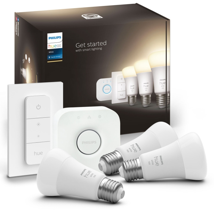 Philips Hue Startkit White 3 x E27 med fjernkontroll i gruppen HJEM, HUS OG HAGE / Smarthus / Smart belysning hos TP E-commerce Nordic AB (A19258)