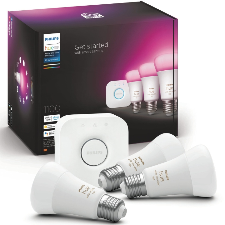 Philips Hue Startkit White Colour Ambiance 3xE27 i gruppen HJEM, HUS OG HAGE / Smarthus / Smart belysning hos TP E-commerce Nordic AB (A19259)