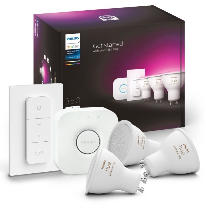 Philips Hue Startkit Hvit/farge 3 x GU10 i gruppen HJEM, HUS OG HAGE / Smarthus / Smart belysning hos TP E-commerce Nordic AB (A19260)