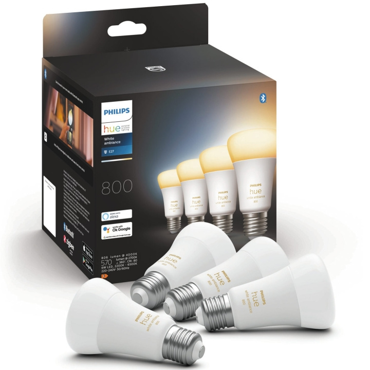 Philips Hue Hue White Ambiance E27 4-pakning i gruppen HJEM, HUS OG HAGE / Smarthus / Smart belysning hos TP E-commerce Nordic AB (A19268)