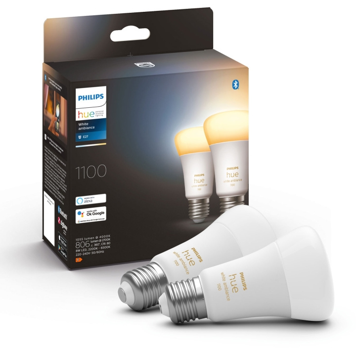 Philips Hue Hvit Ambiance E27 A60 1100 lm 2-pakning i gruppen HJEM, HUS OG HAGE / Smarthus / Smart belysning hos TP E-commerce Nordic AB (A19270)