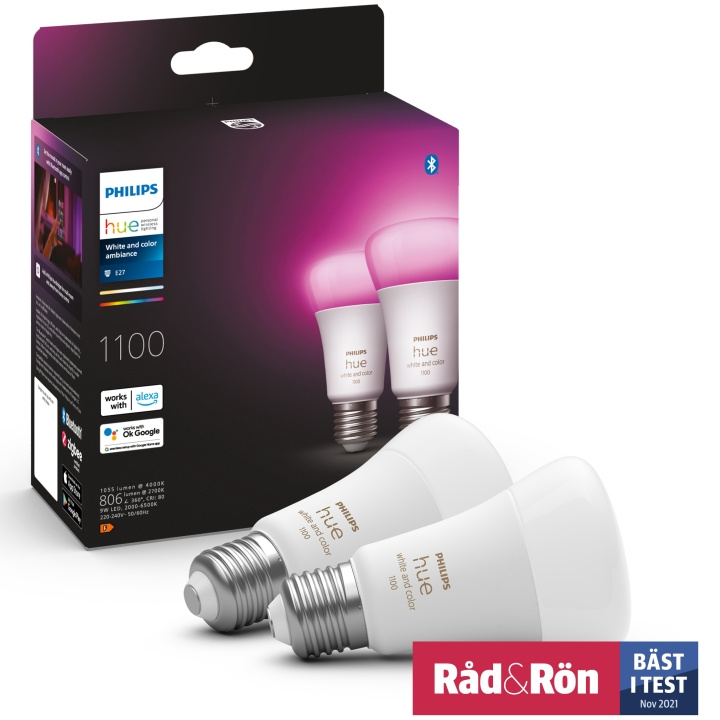 Philips Hue White Colour Ambiance E27 1100lm 2-pakning i gruppen HJEM, HUS OG HAGE / Smarthus / Smart belysning hos TP E-commerce Nordic AB (A19282)