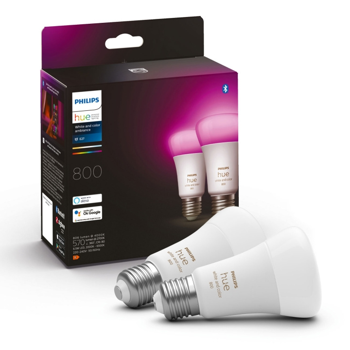 Philips Hue White Colour Ambiance E27 800lm 2-pakning i gruppen HJEM, HUS OG HAGE / Smarthus / Smart belysning hos TP E-commerce Nordic AB (A19283)