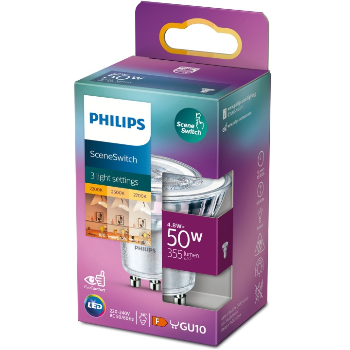Philips LED SceneSwitch GU10 10-40-100% 50W 355lm i gruppen Elektronikk / Lys / LED-lys hos TP E-commerce Nordic AB (A19306)