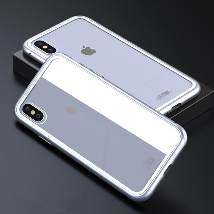 CAFELE iPhone X/XS Glassdeksel med magnetisk lås for i sølvfarge i gruppen SMARTTELEFON & NETTBRETT / Mobilbeskyttelse / Apple / iPhone X/XS hos TP E-commerce Nordic AB (A20240)