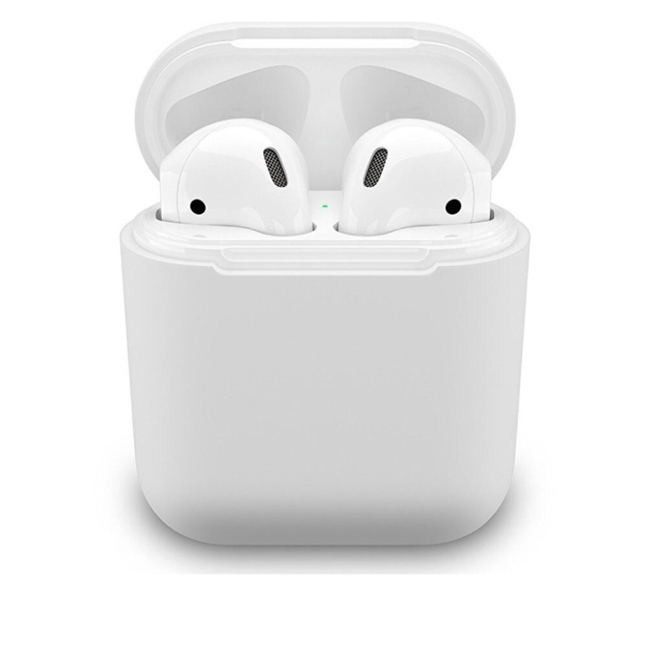 Skyddsfodral i silikon till Apple Airpods, Vit i gruppen Elektronikk / Lyd & Bilde / Hodetelefoner & Tilbehør / Tilbehør hos TP E-commerce Nordic AB (A20331)