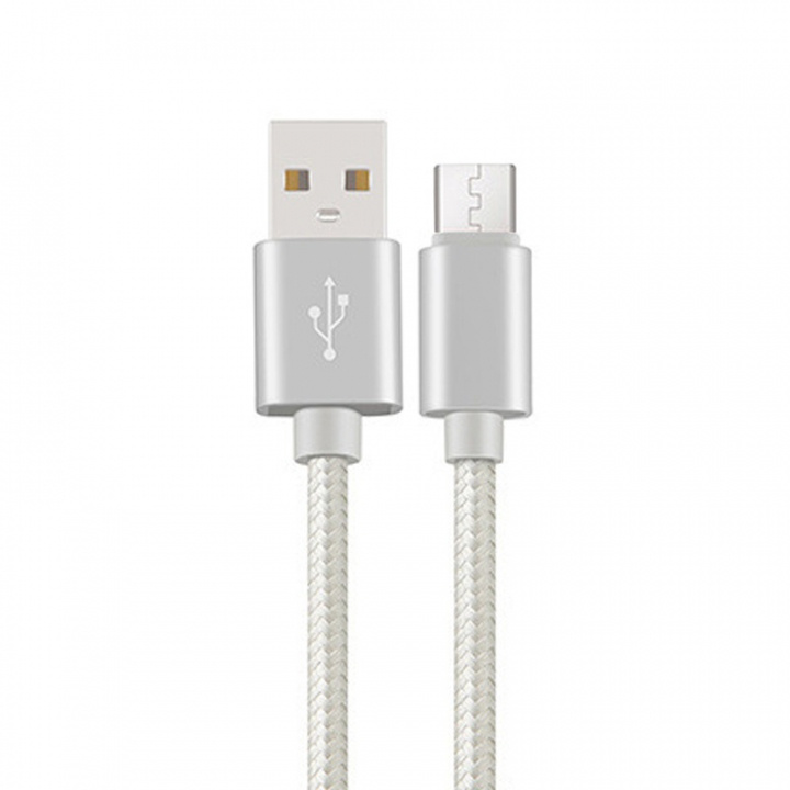 Kort mikro-usb til USB-lader 20 cm, sølv i gruppen SMARTTELEFON & NETTBRETT / Ladere og Kabler / Kabler / Kabler microUSB hos TP E-commerce Nordic AB (A20832)