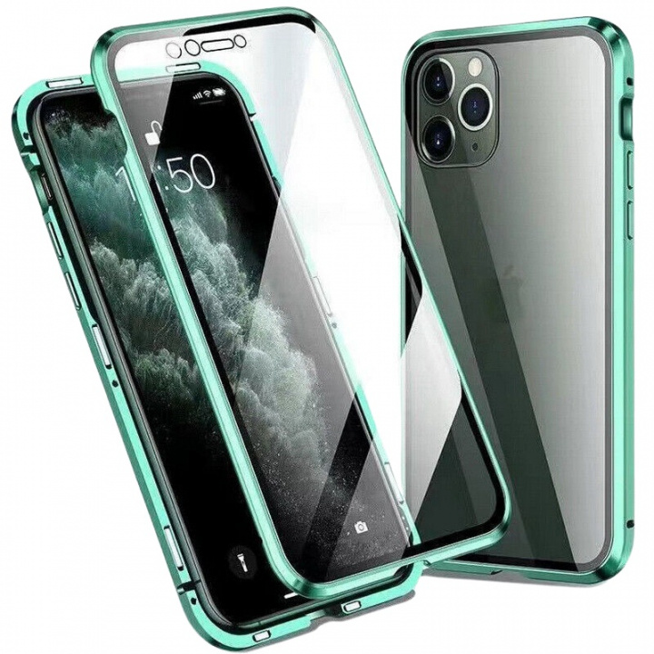 Genomskinligt Iphone 12 Pro Max magnetiskt skal i glas, Grön i gruppen SMARTTELEFON & NETTBRETT / Mobilbeskyttelse / Apple / iPhone 12 Pro hos TP E-commerce Nordic AB (A20897)