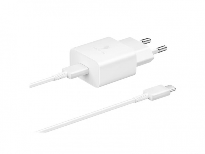 Samsung EP-T1510X USB-C 15W Väggladdare + 3A USB-C Kabel, Vit i gruppen SMARTTELEFON & NETTBRETT / Ladere og Kabler / Vegglader / Vegglader Type C hos TP E-commerce Nordic AB (A22075)