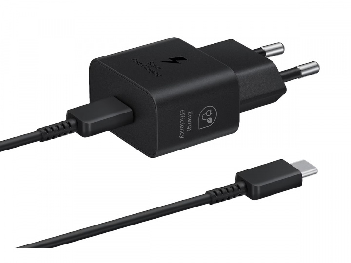 Samsung EP-T2510N GaN Väggladdare USB-C 25W + kabel, Svart i gruppen SMARTTELEFON & NETTBRETT / Ladere og Kabler / Vegglader / Vegglader Type C hos TP E-commerce Nordic AB (A22077)