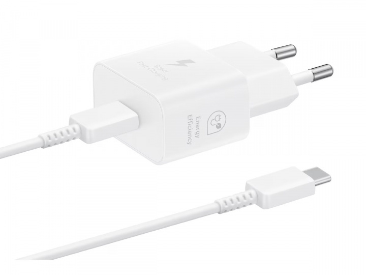 Samsung EP-T2510N GaN Väggladdare USB-C 25W + kabel, Vit i gruppen SMARTTELEFON & NETTBRETT / Ladere og Kabler / Vegglader / Vegglader Type C hos TP E-commerce Nordic AB (A22078)